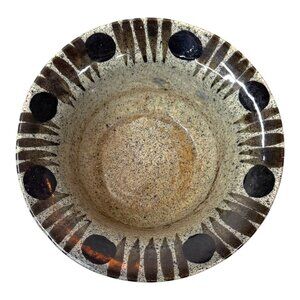 Hand-Painted Ceramic Bowl Speckled Finish & Polka Dot Design Artesans Honduras